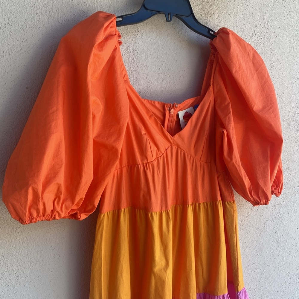 FARM Rio Orange Yellow Tiered Maxi Sundress XXS - Picture 9 of 16